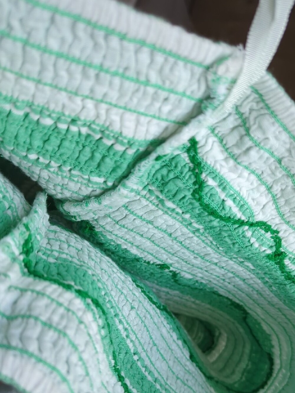 NWT🔖XL Anthropologie Strapless Green and White Smocked Dress - Picture 10 of 12